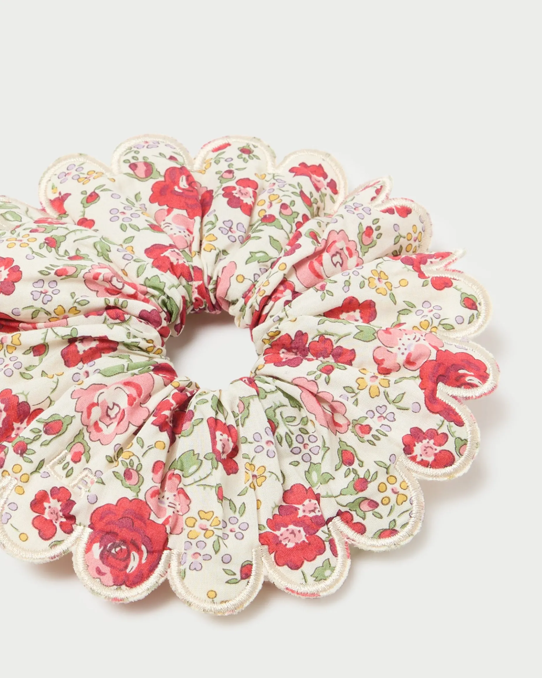 Frankie Pink Floral Scallop Scrunchie