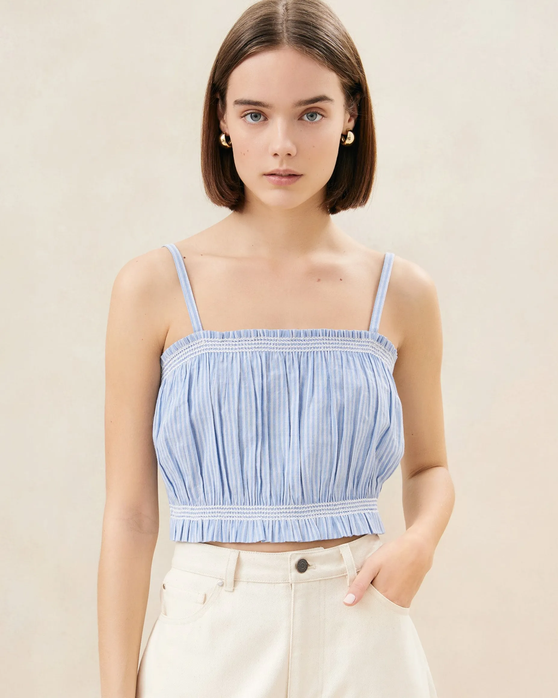 Maggie Blue/Cream Cinched Camisole