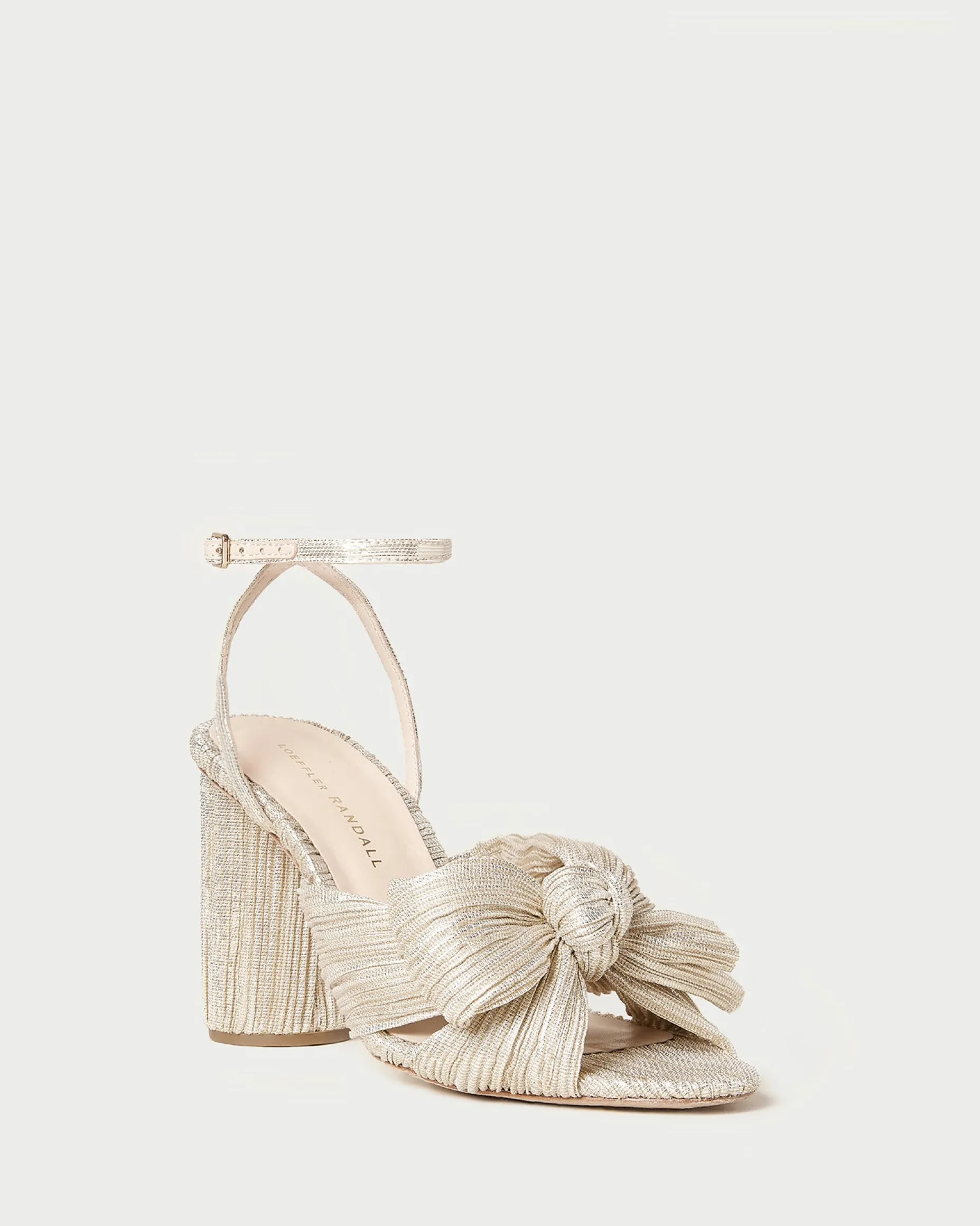 Camellia Gold Pleated Bow Heel