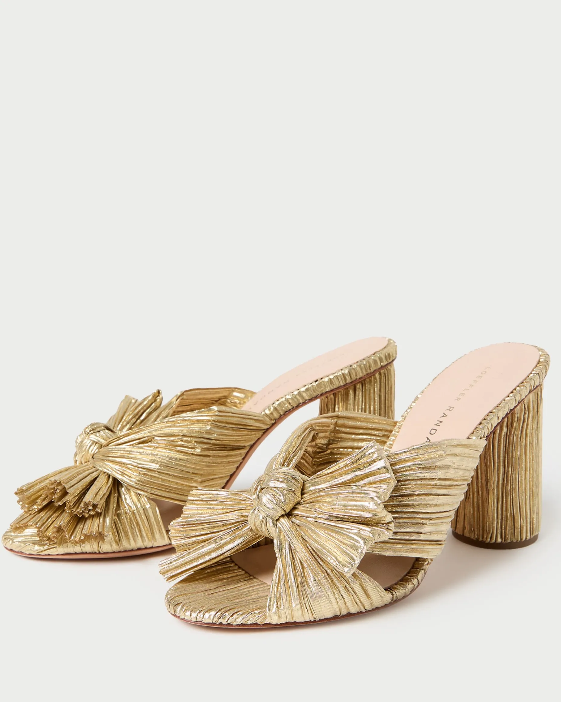 Penny Champagne Pleated Bow Heel