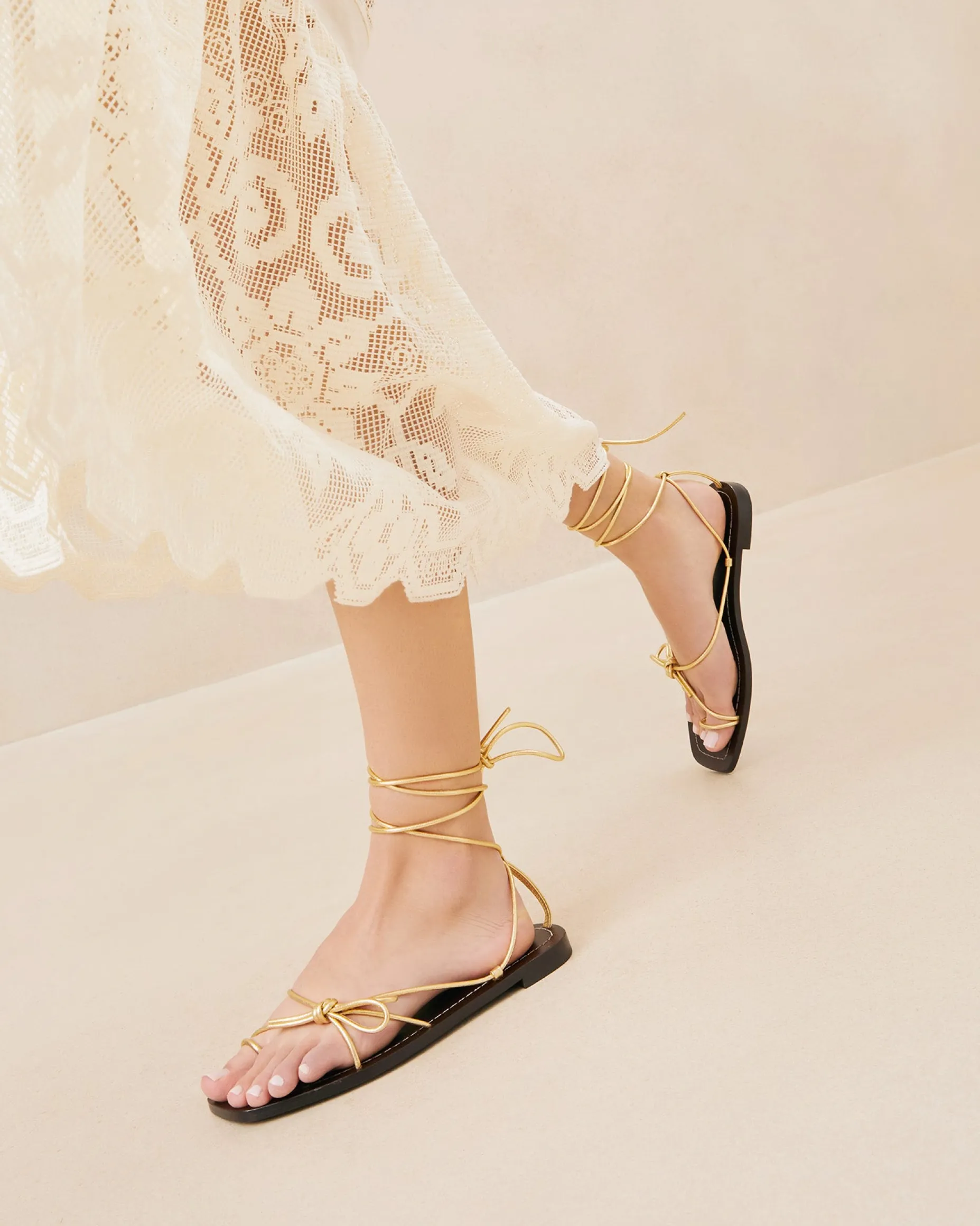 Jude Timber Leather Flat Sandal