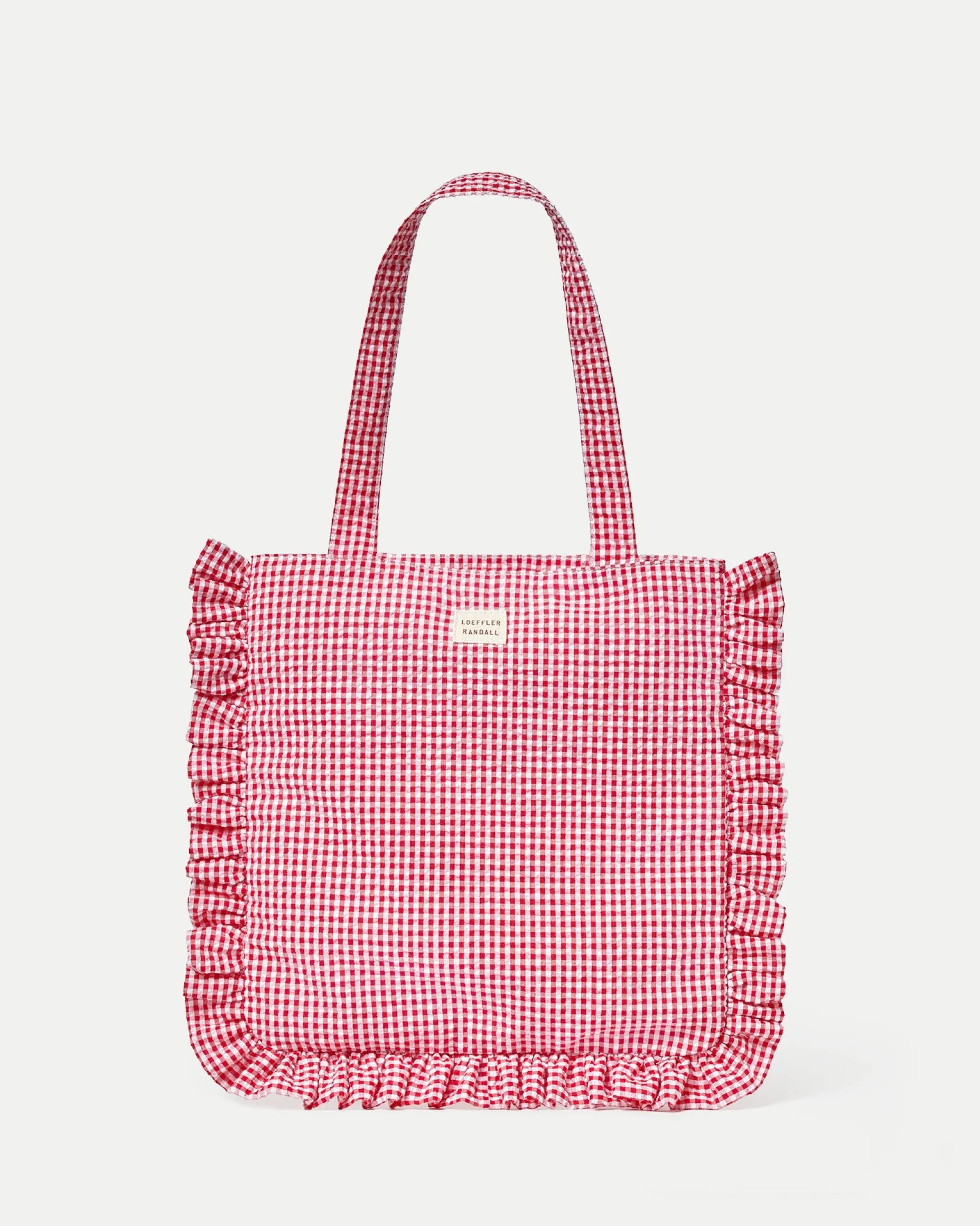 Justine Brown Gingham Ruffle Tote