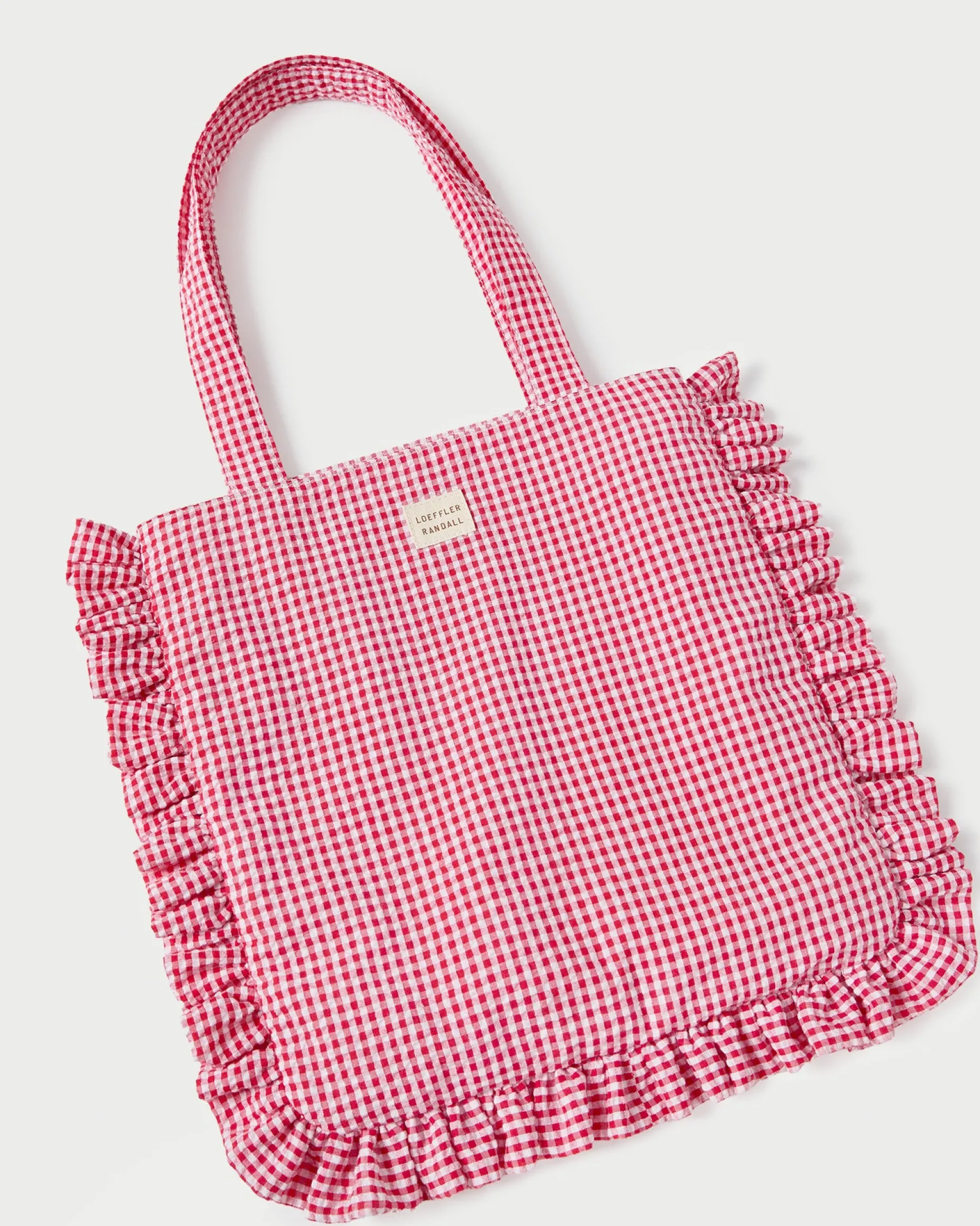 Justine Brown Gingham Ruffle Tote