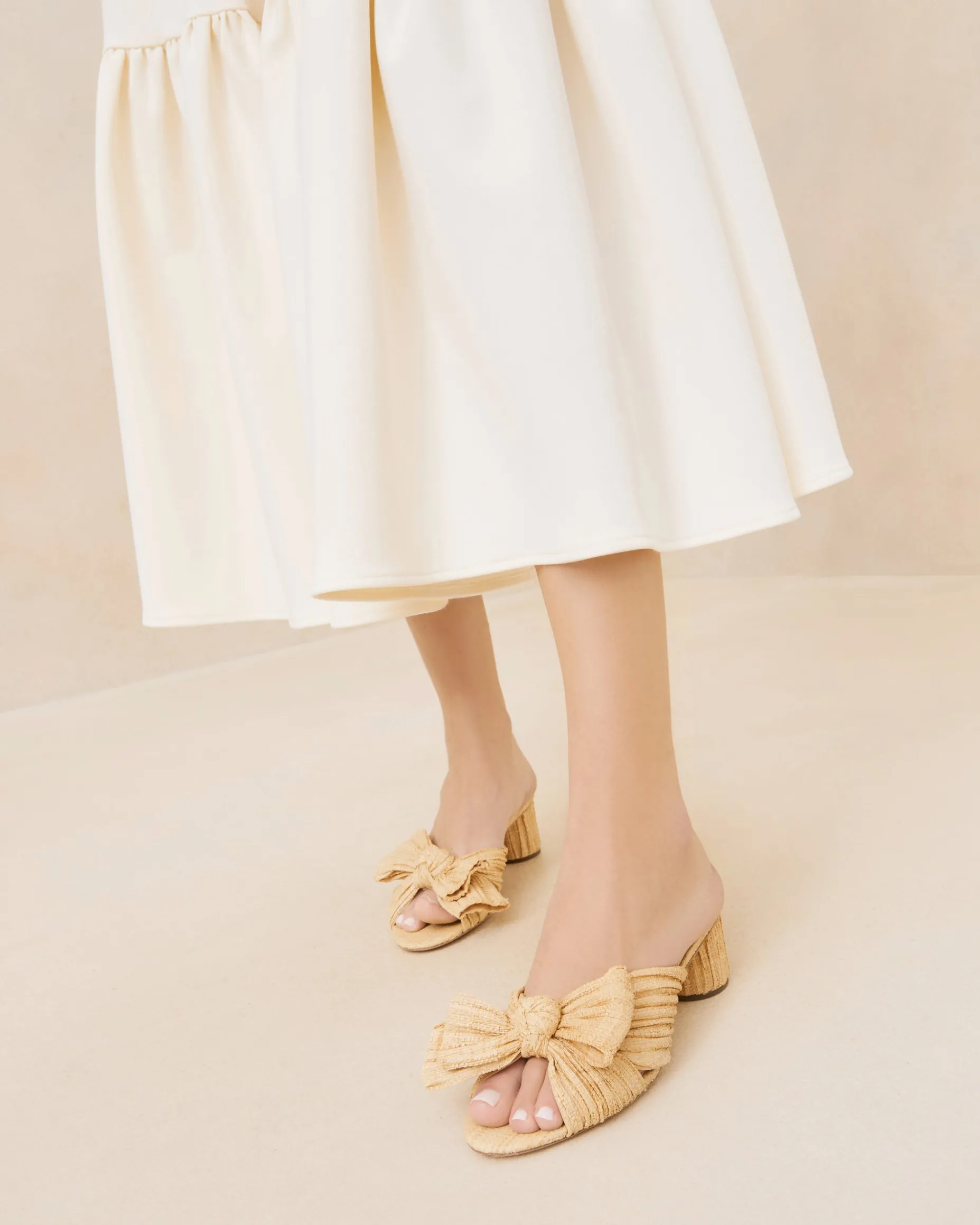 Emilia Sage Pleated Bow Heel
