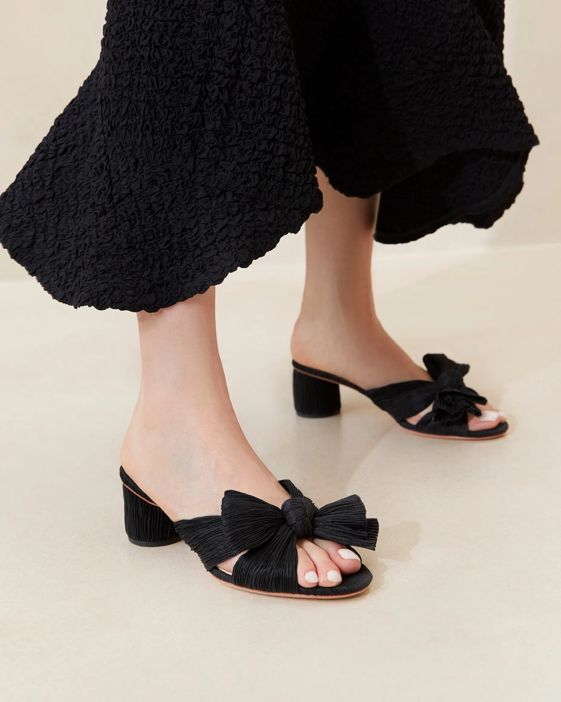 Emilia Sage Pleated Bow Heel