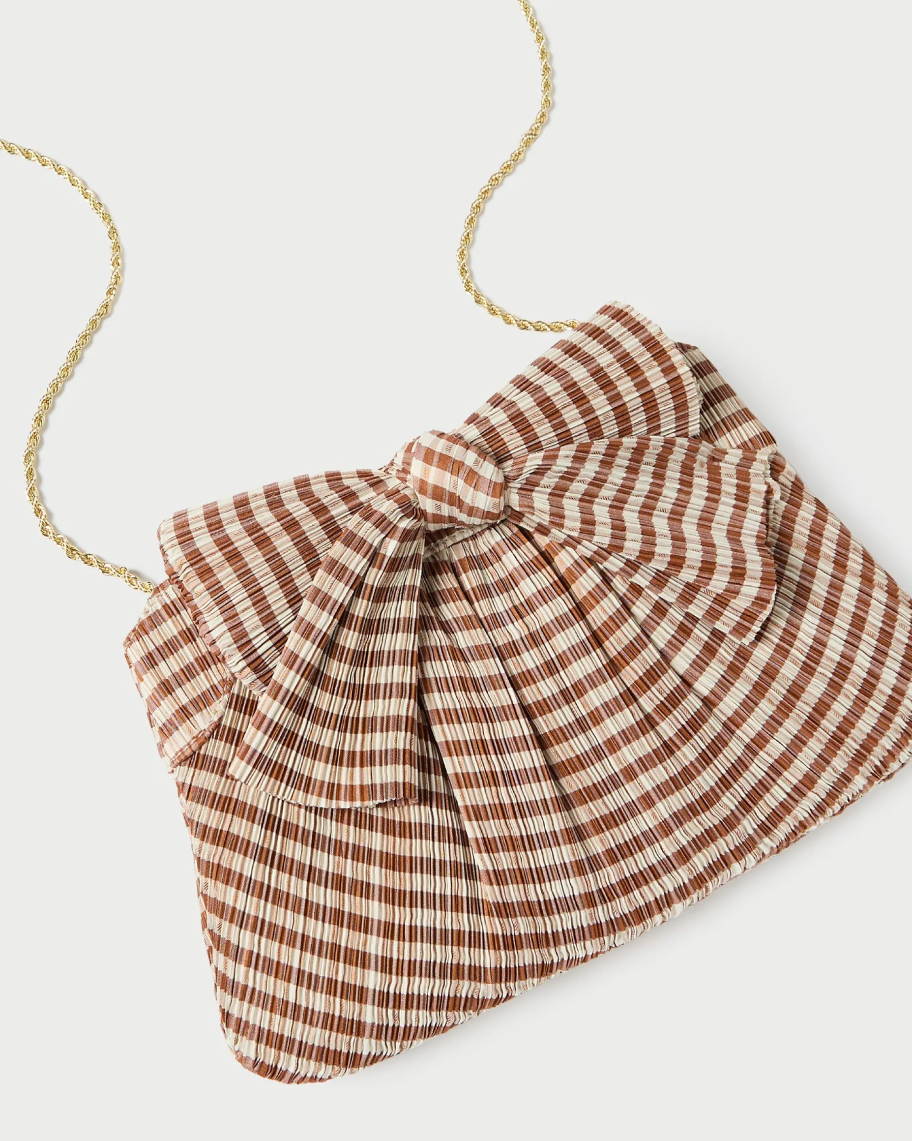 Rayne Brown Gingham Bow Clutch