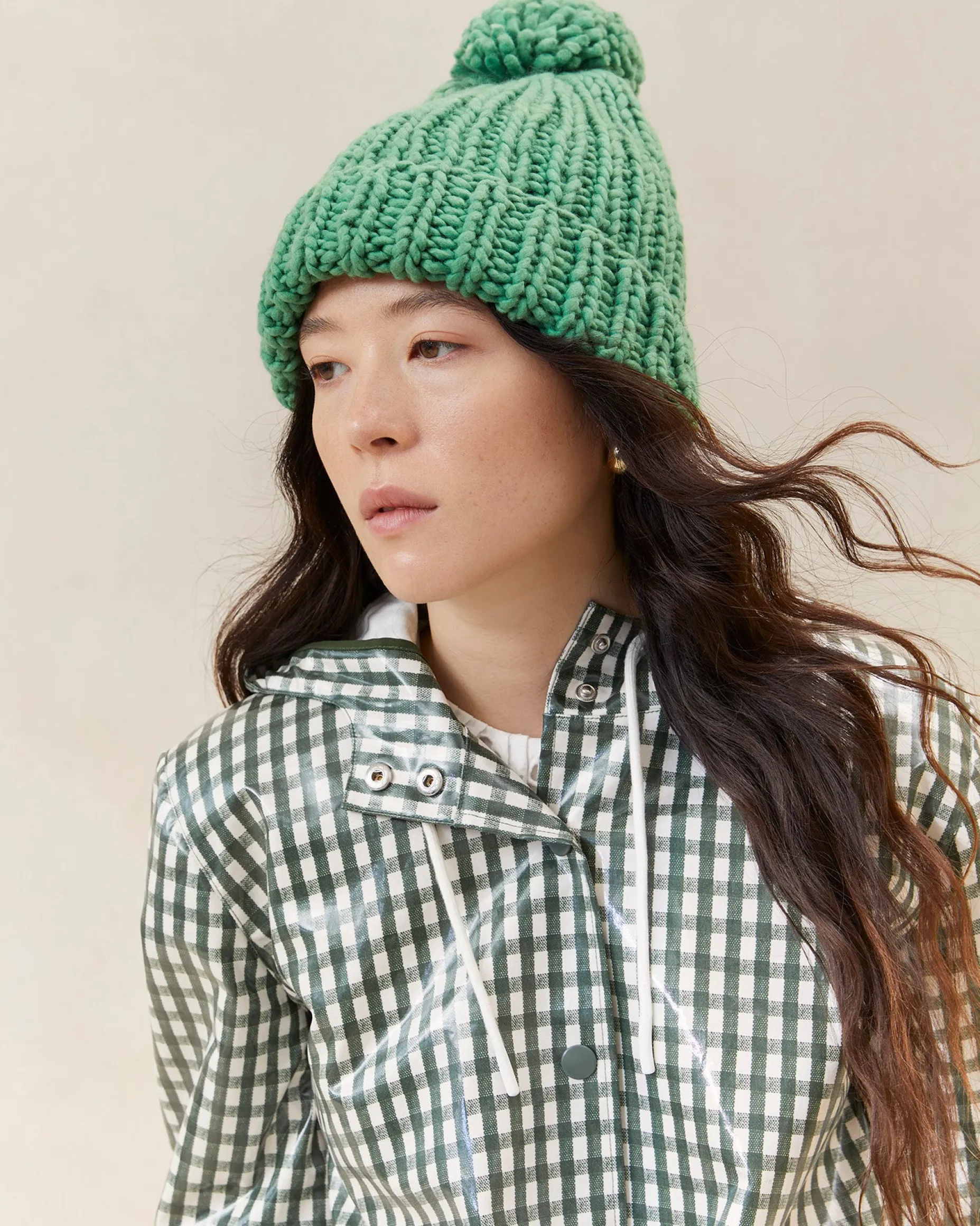 Ava Cream Knit Pompom Hat