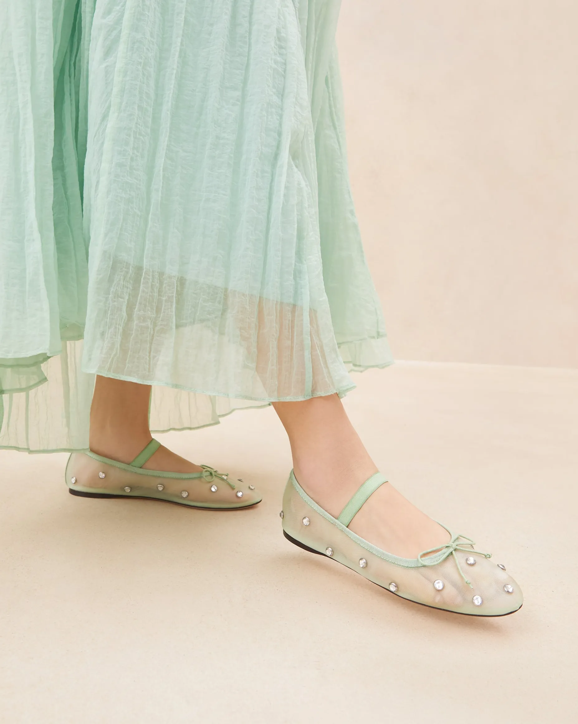 Leonie Seafoam/Crystal Ballet Flat