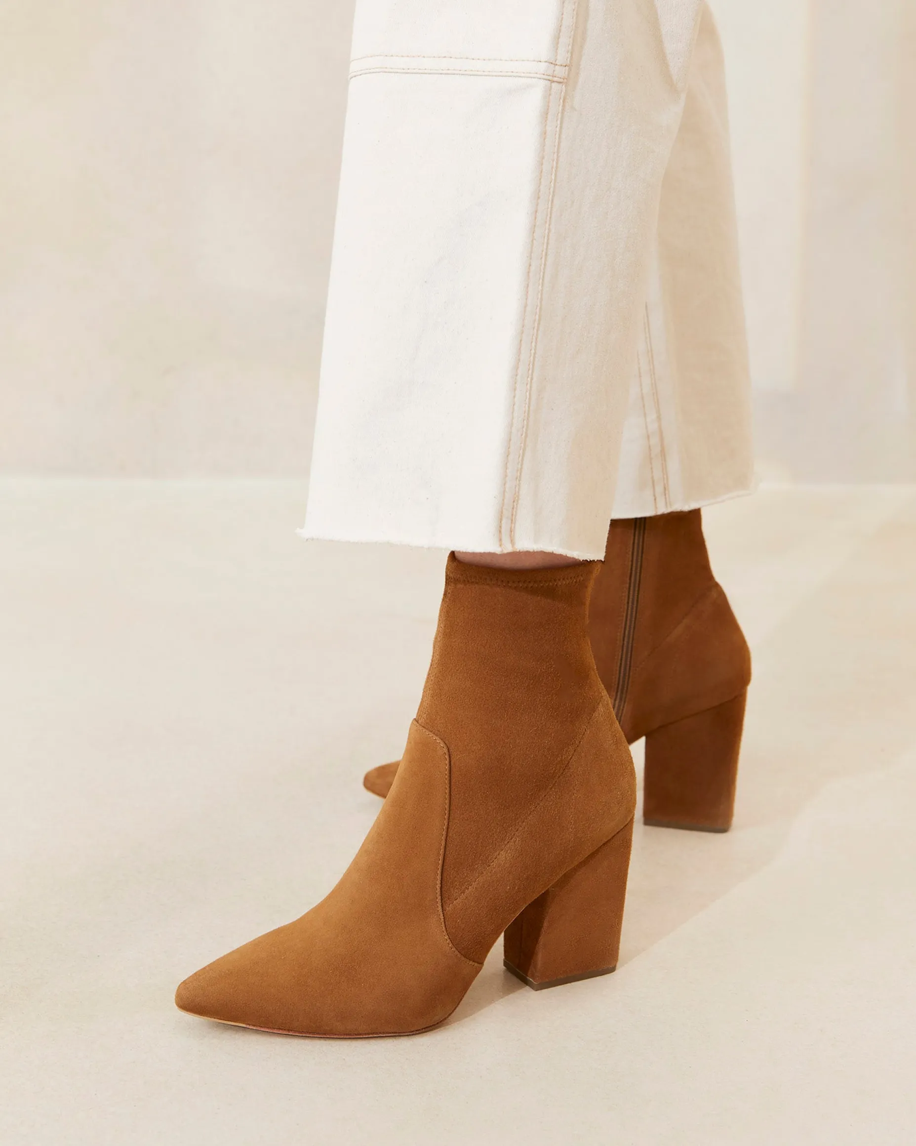 Isla Cacao Suede Slim Ankle Bootie