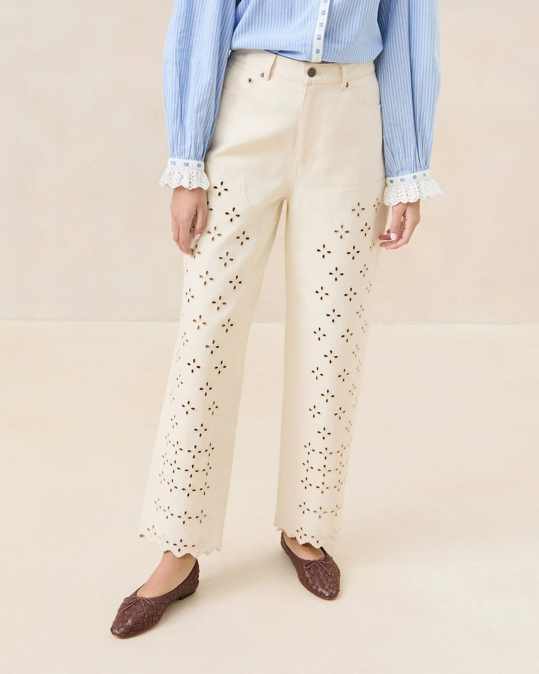 Demi Natural Embroidered Pant