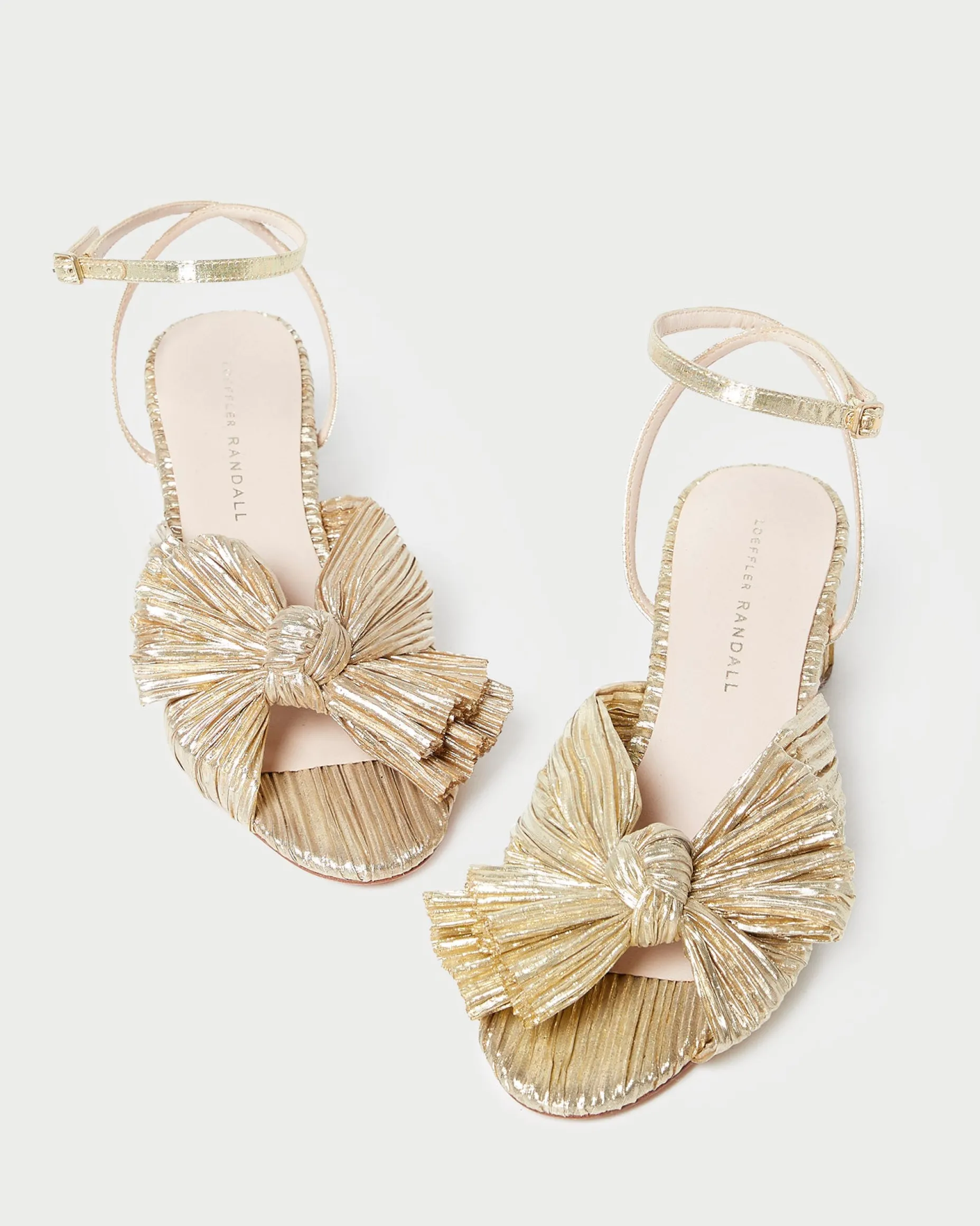 Dahlia Gold Pleated Bow Heel