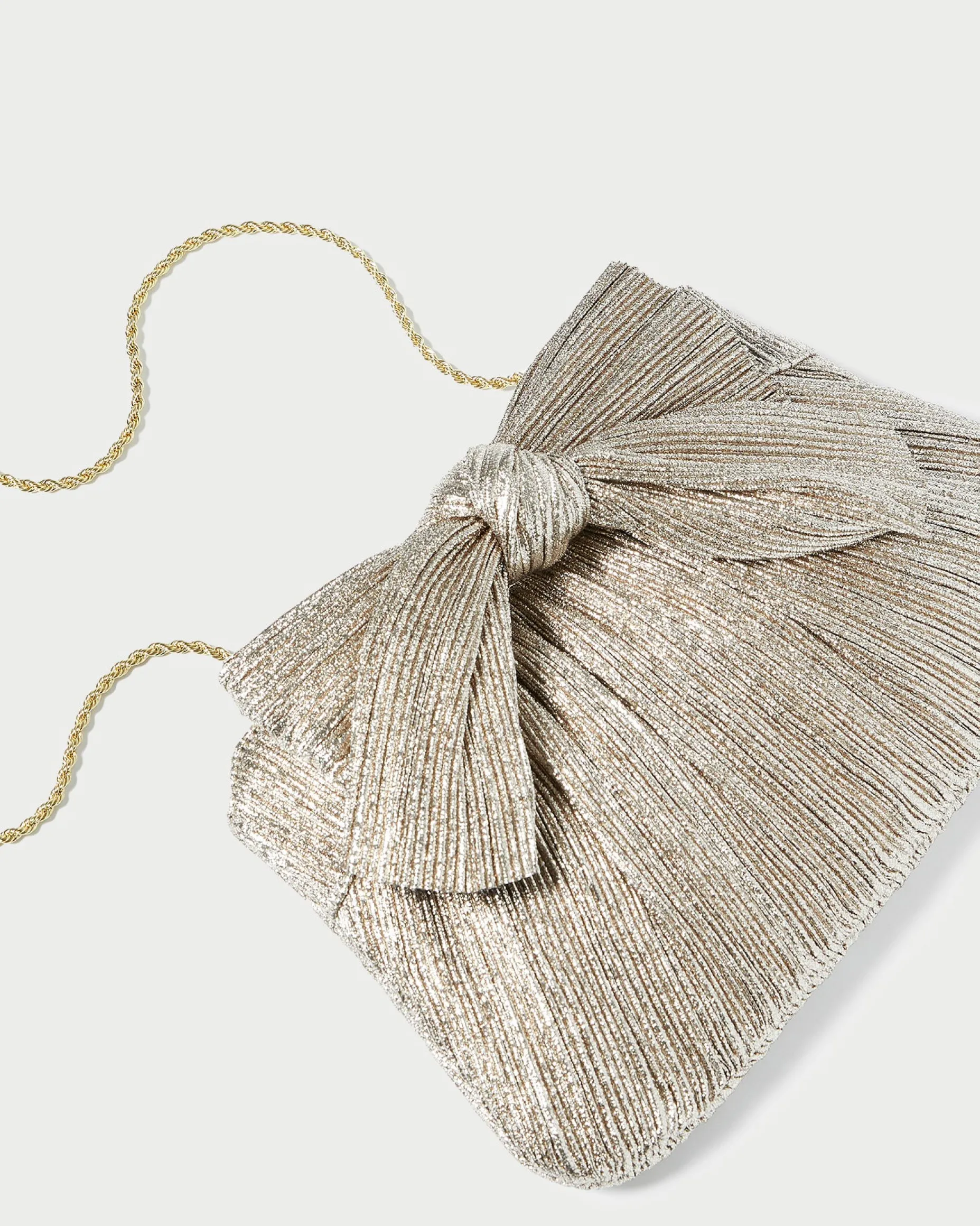 Rayne White Pleated Bow Clutch