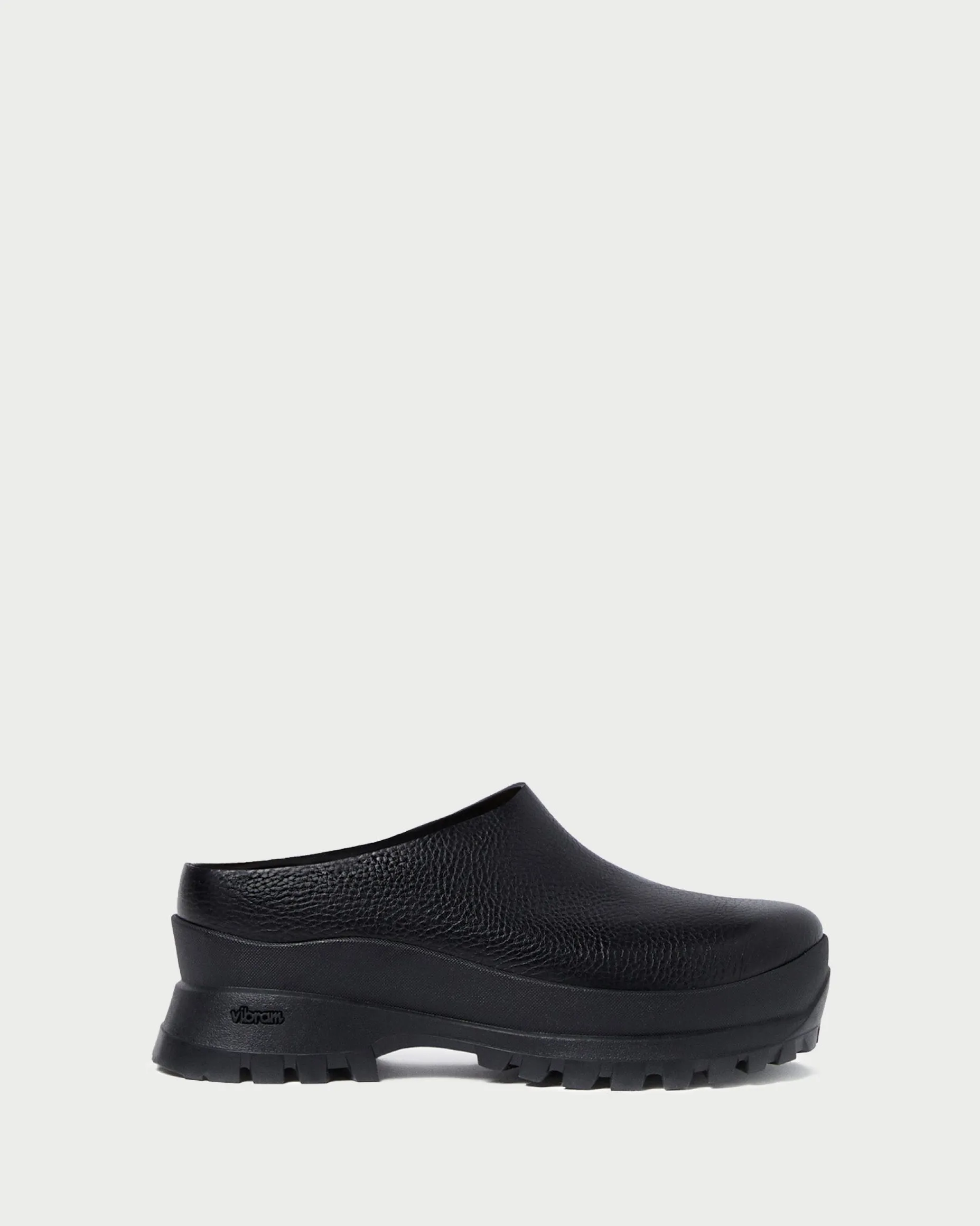 Gemma Black Leather Lug Mule