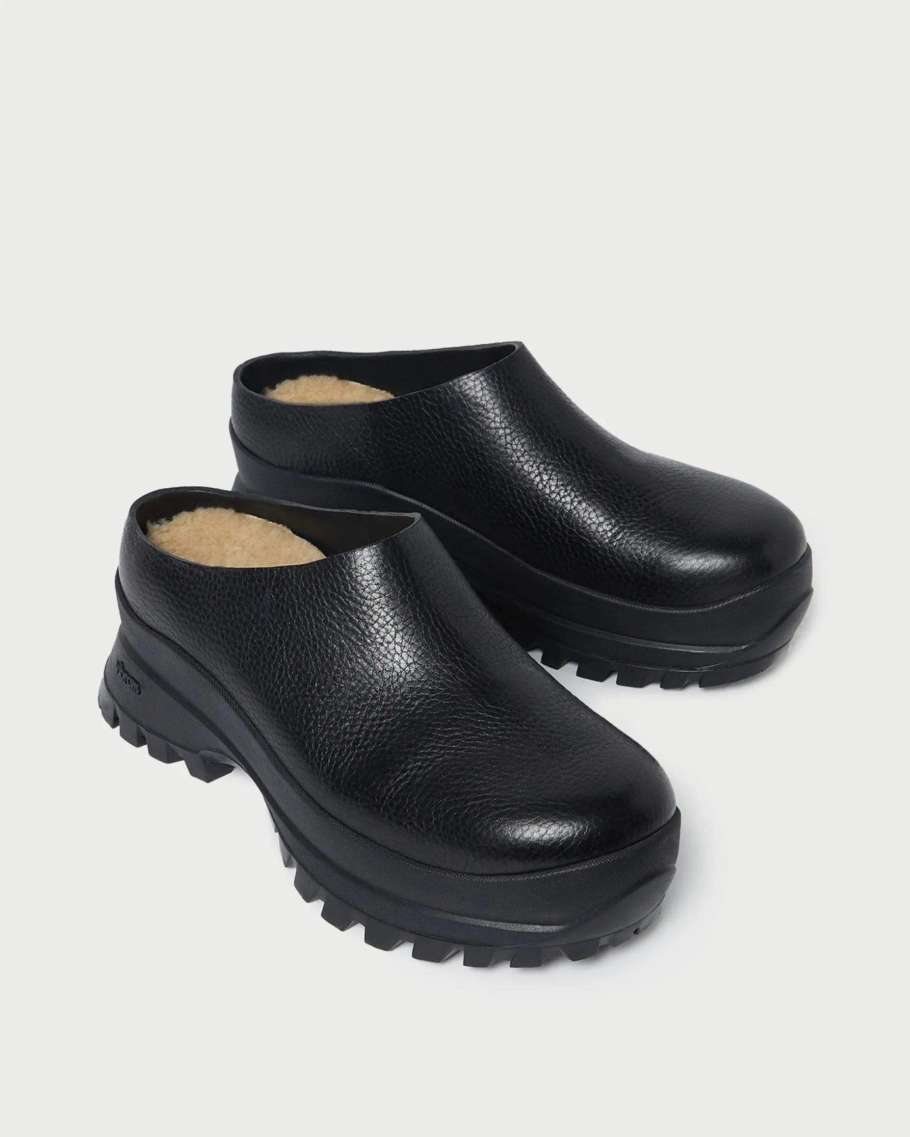 Gemma Black Leather Lug Mule