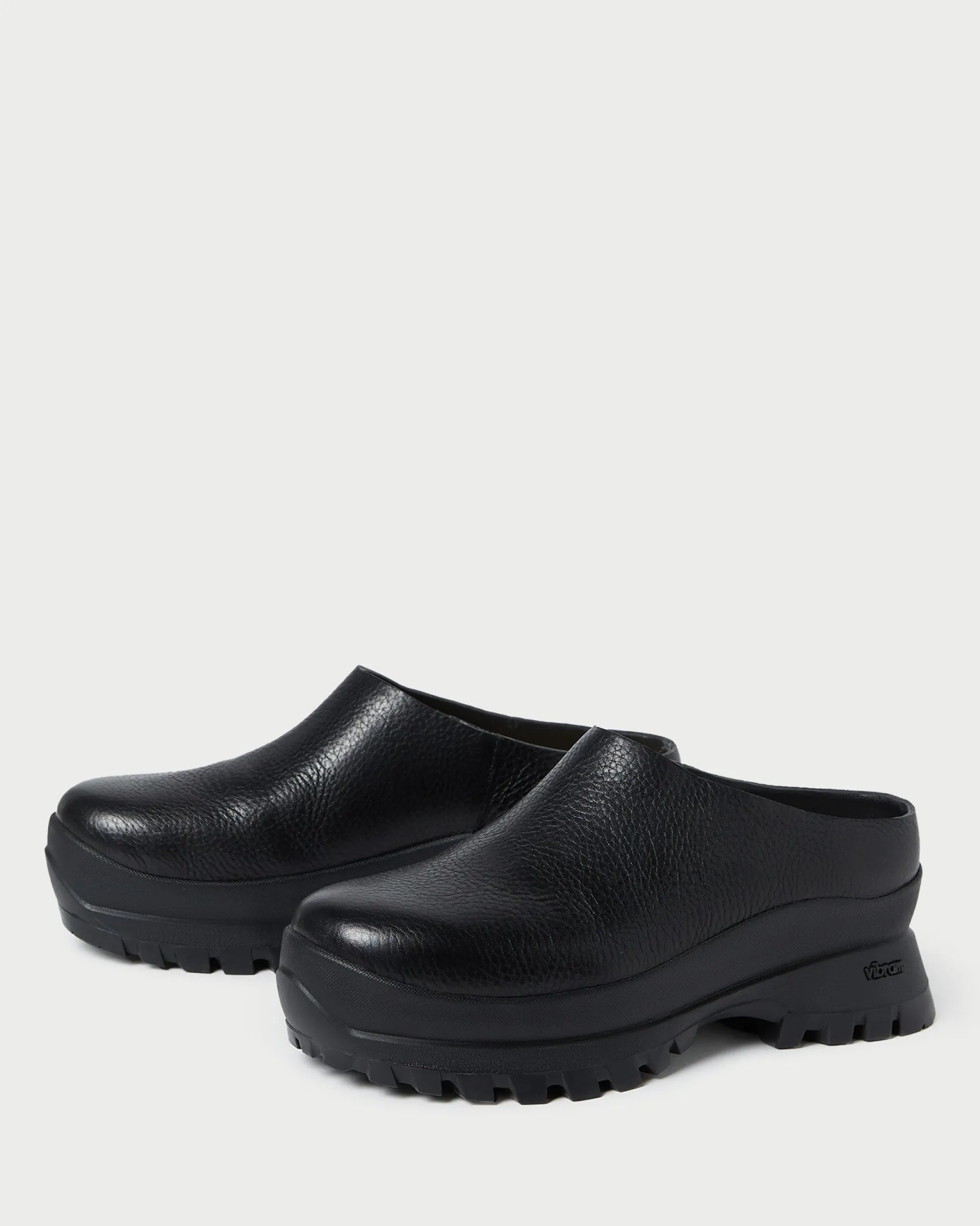 Gemma Black Leather Lug Mule