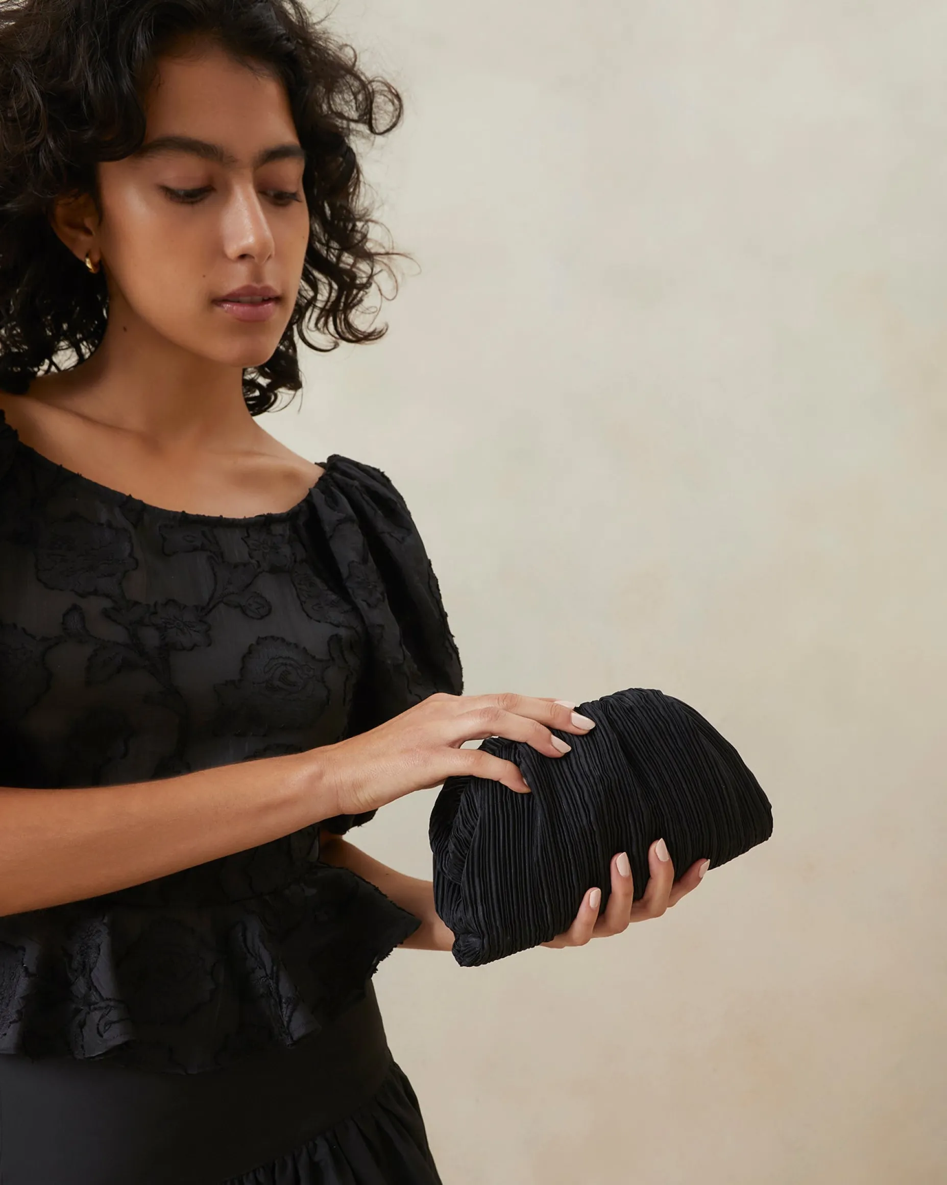 Bailey Pearl Pleated Dome Clutch