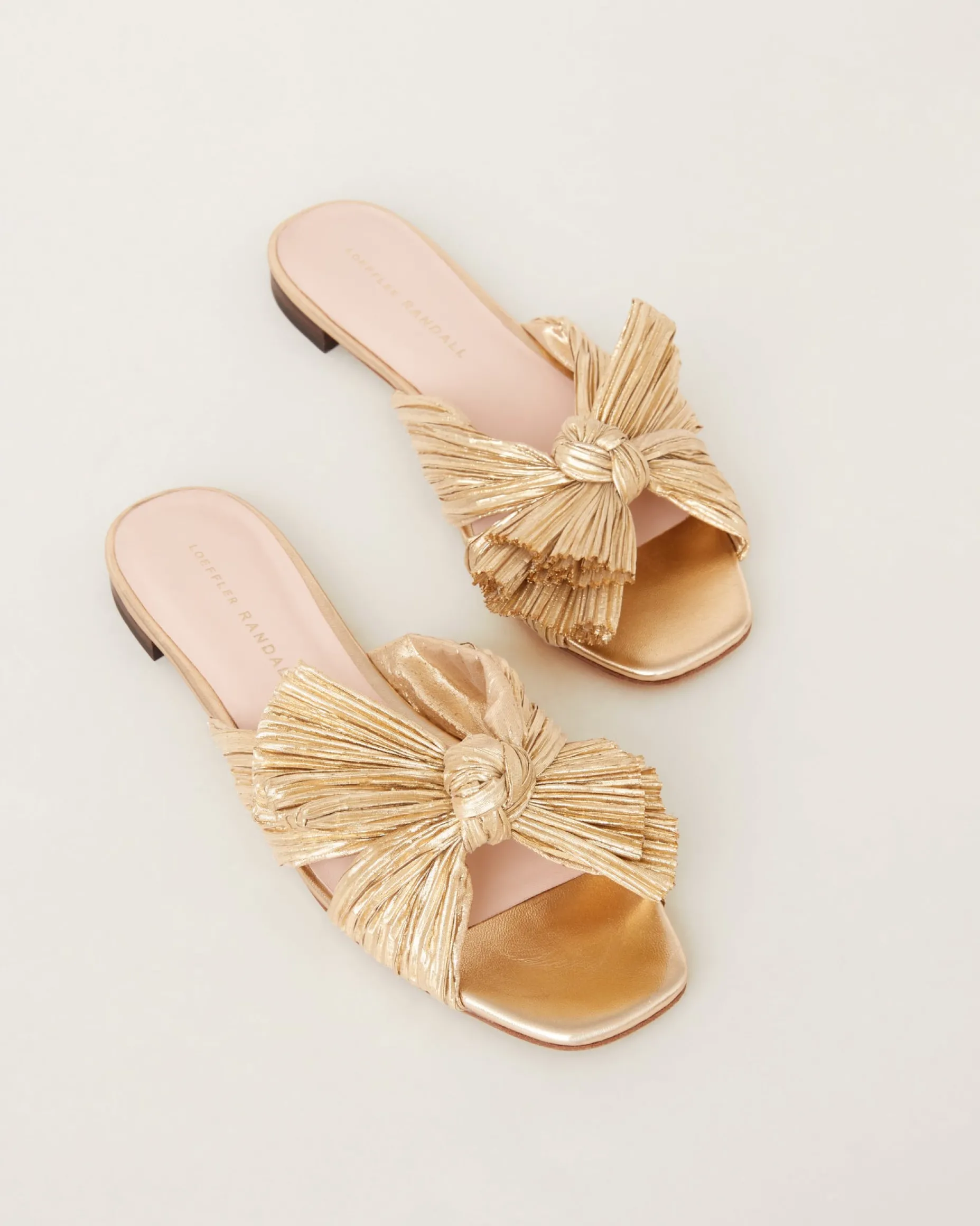 Daphne Gold Pleated Bow Slide