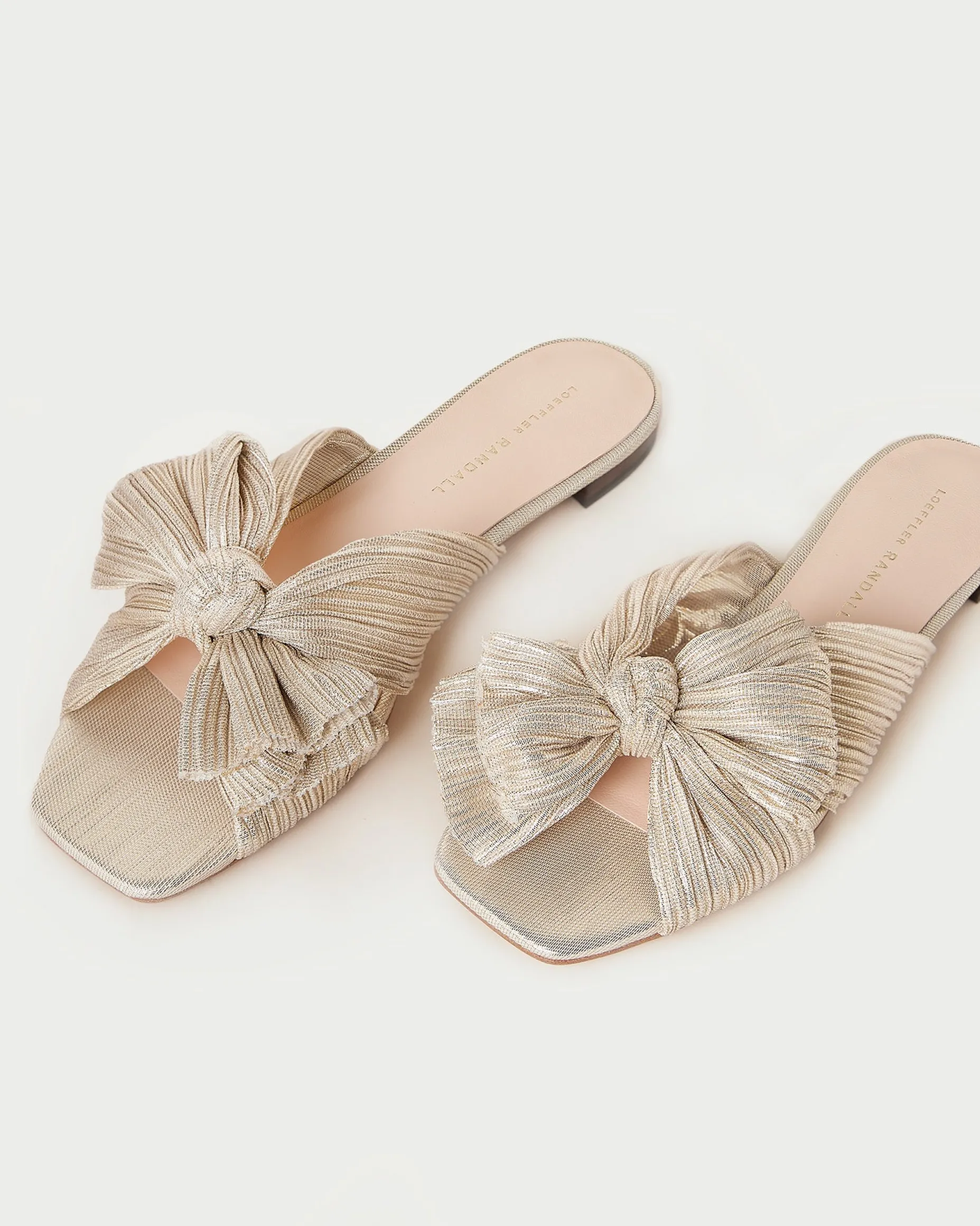 Daphne Gold Pleated Bow Slide