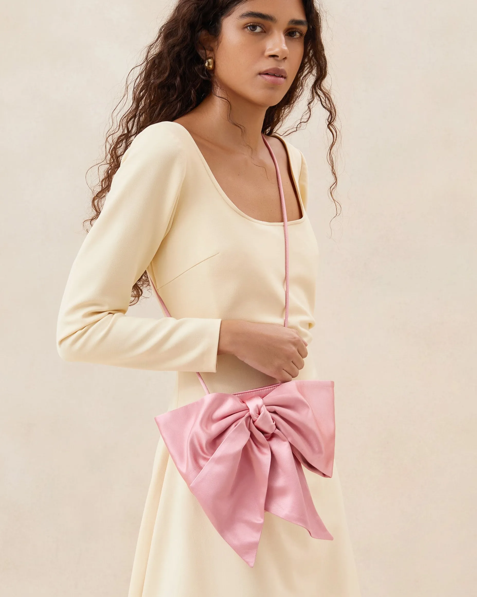 Violet Cream Woven Bow Crossbody