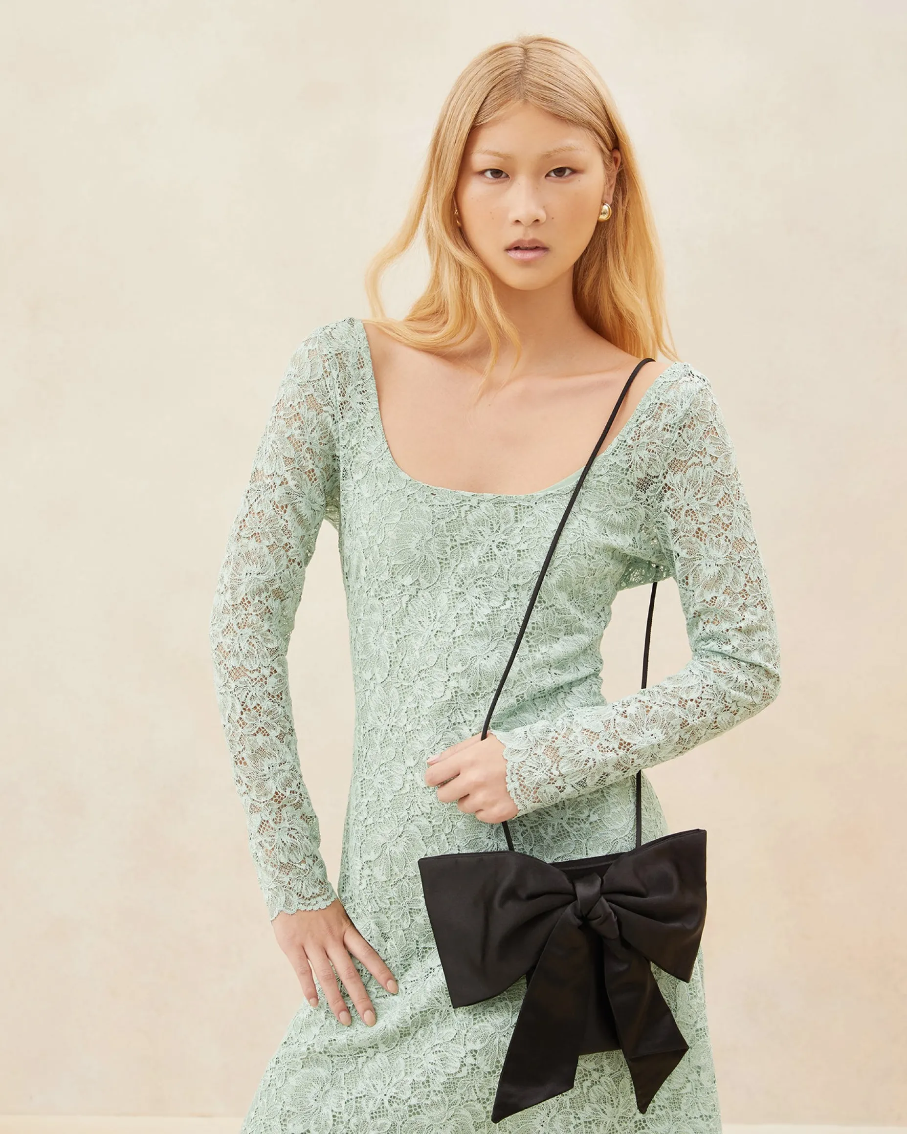 Violet Cream Woven Bow Crossbody