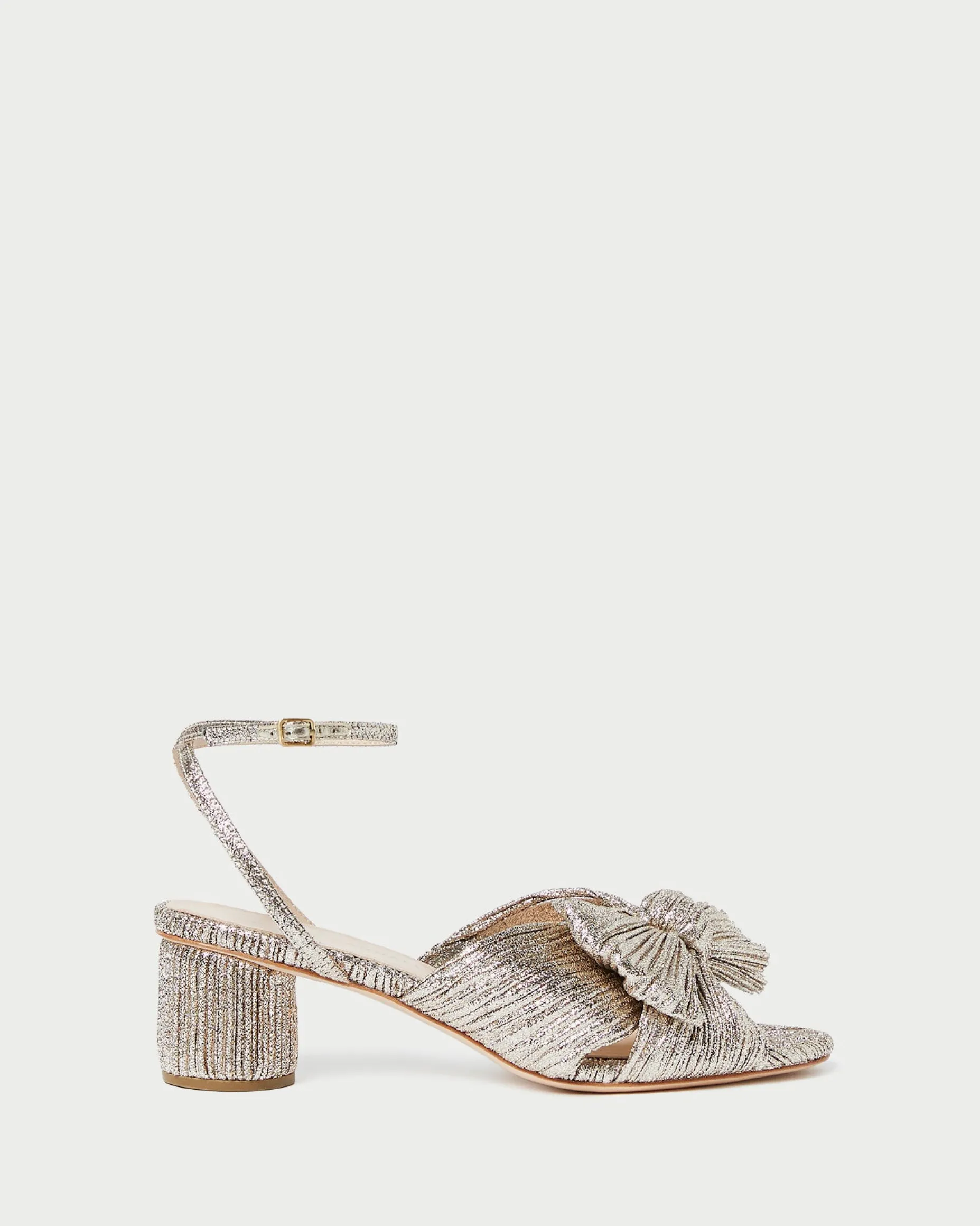 Dahlia Platinum Pleated Bow Heel