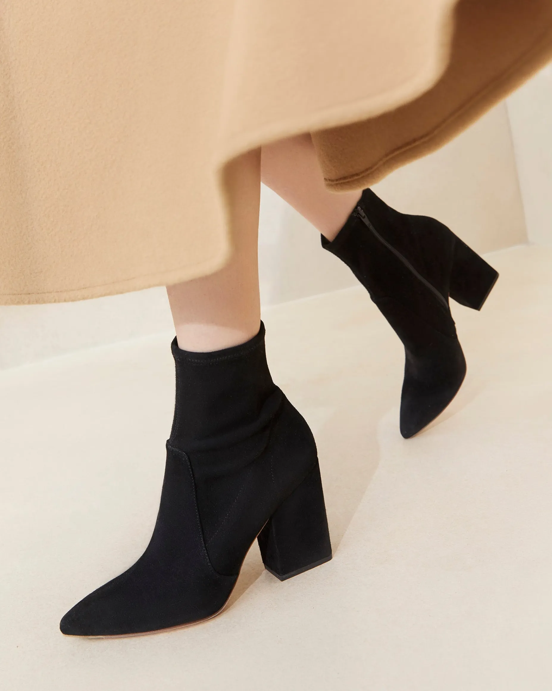 Isla Black Suede Slim Ankle Bootie