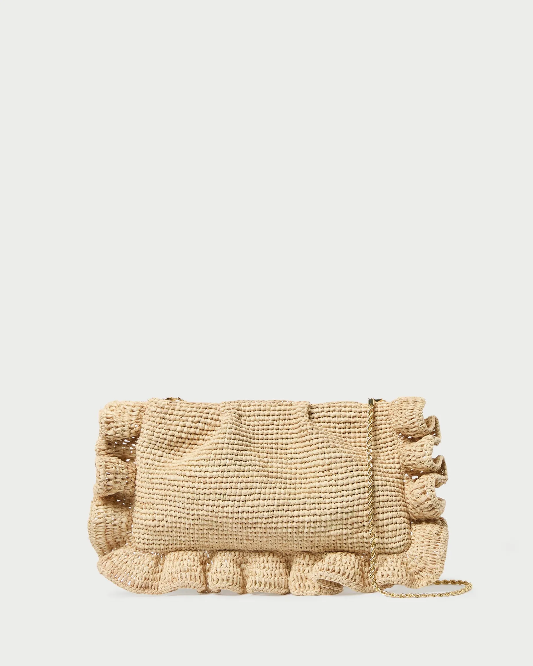 Mavis Natural Raffia Ruffle Clutch
