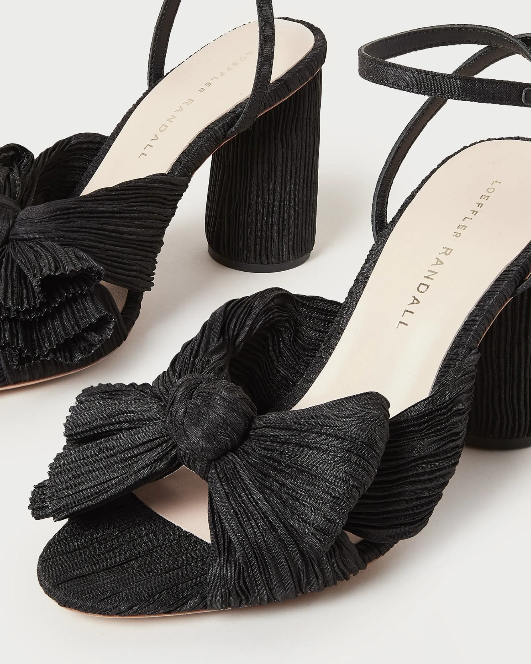 Camellia Platinum Pleated Bow Heel