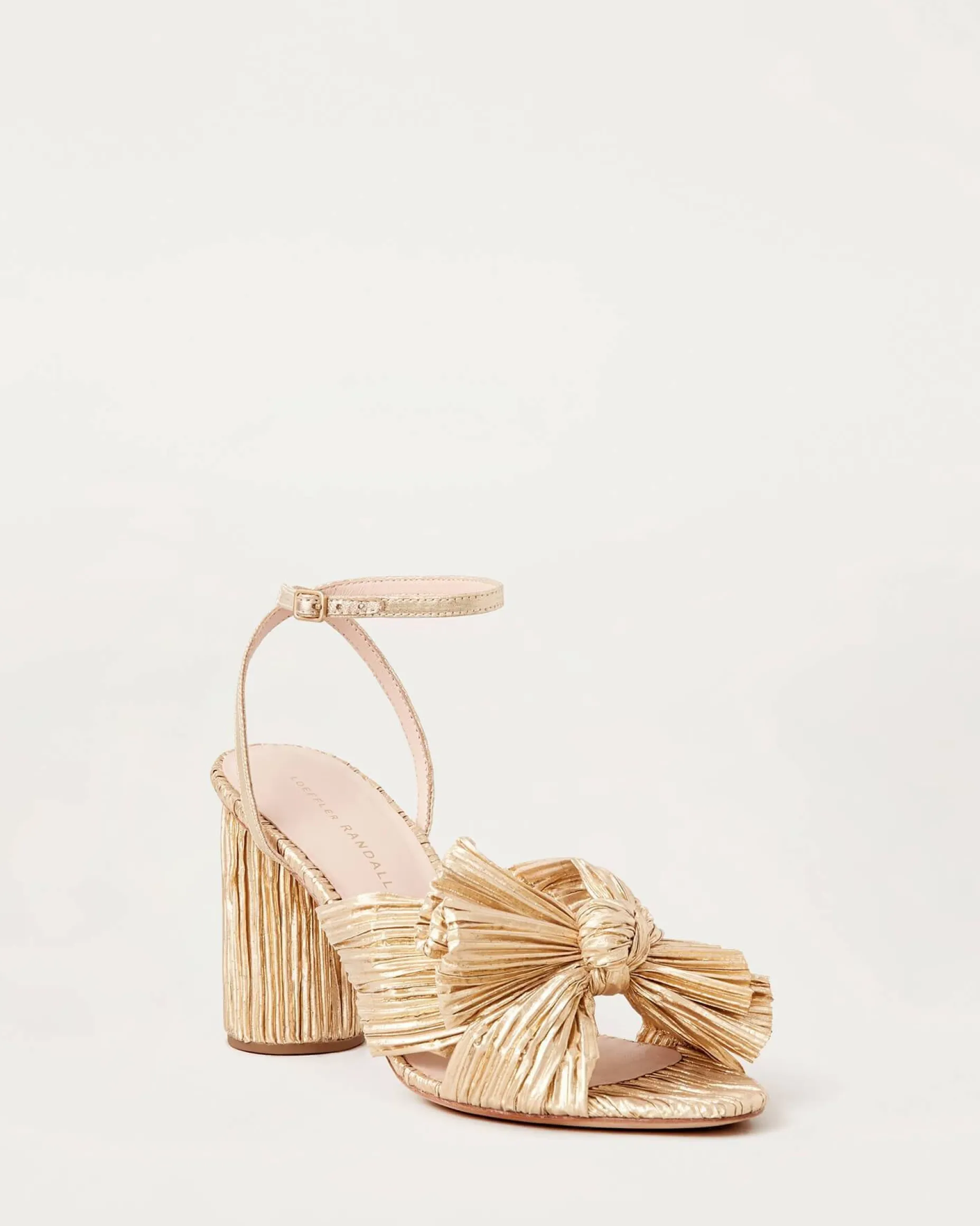 Camellia Platinum Pleated Bow Heel