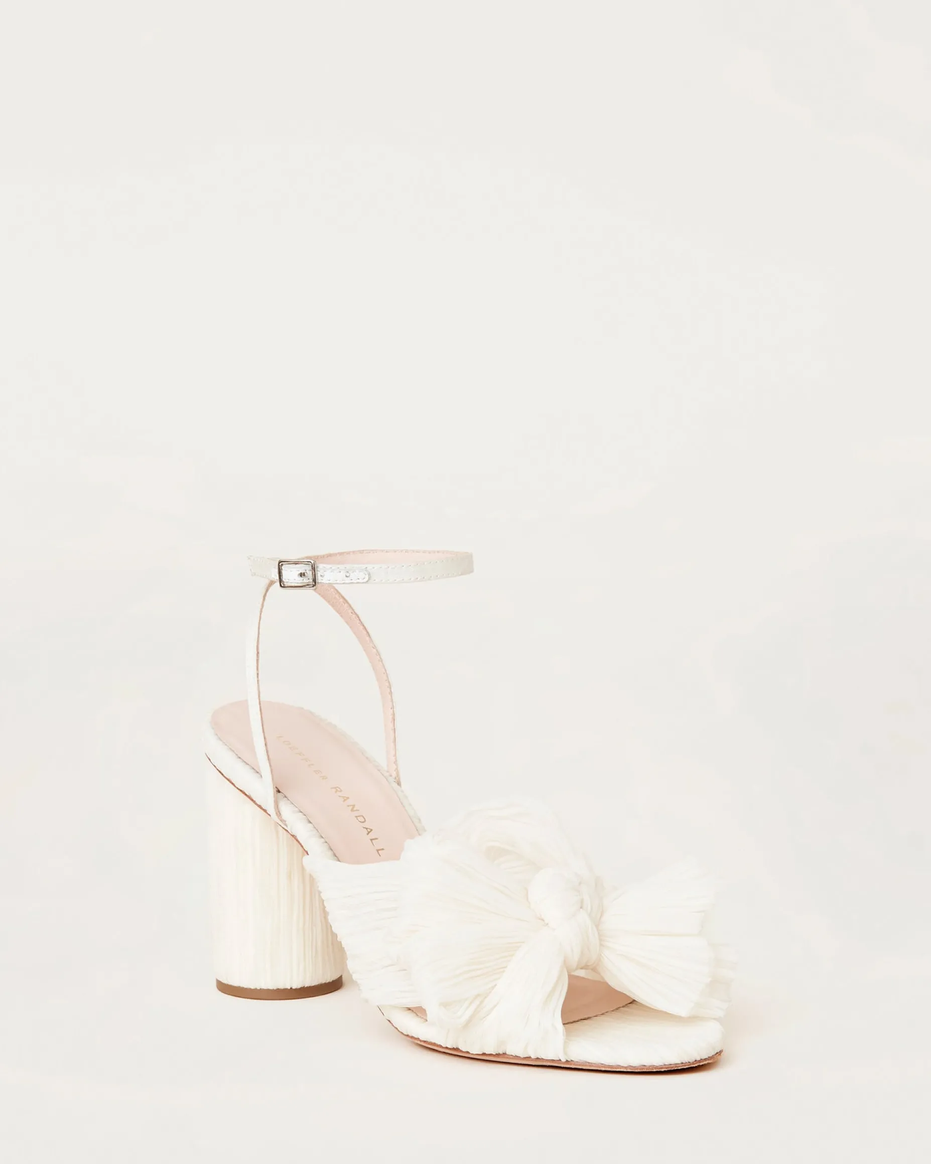 Camellia Platinum Pleated Bow Heel