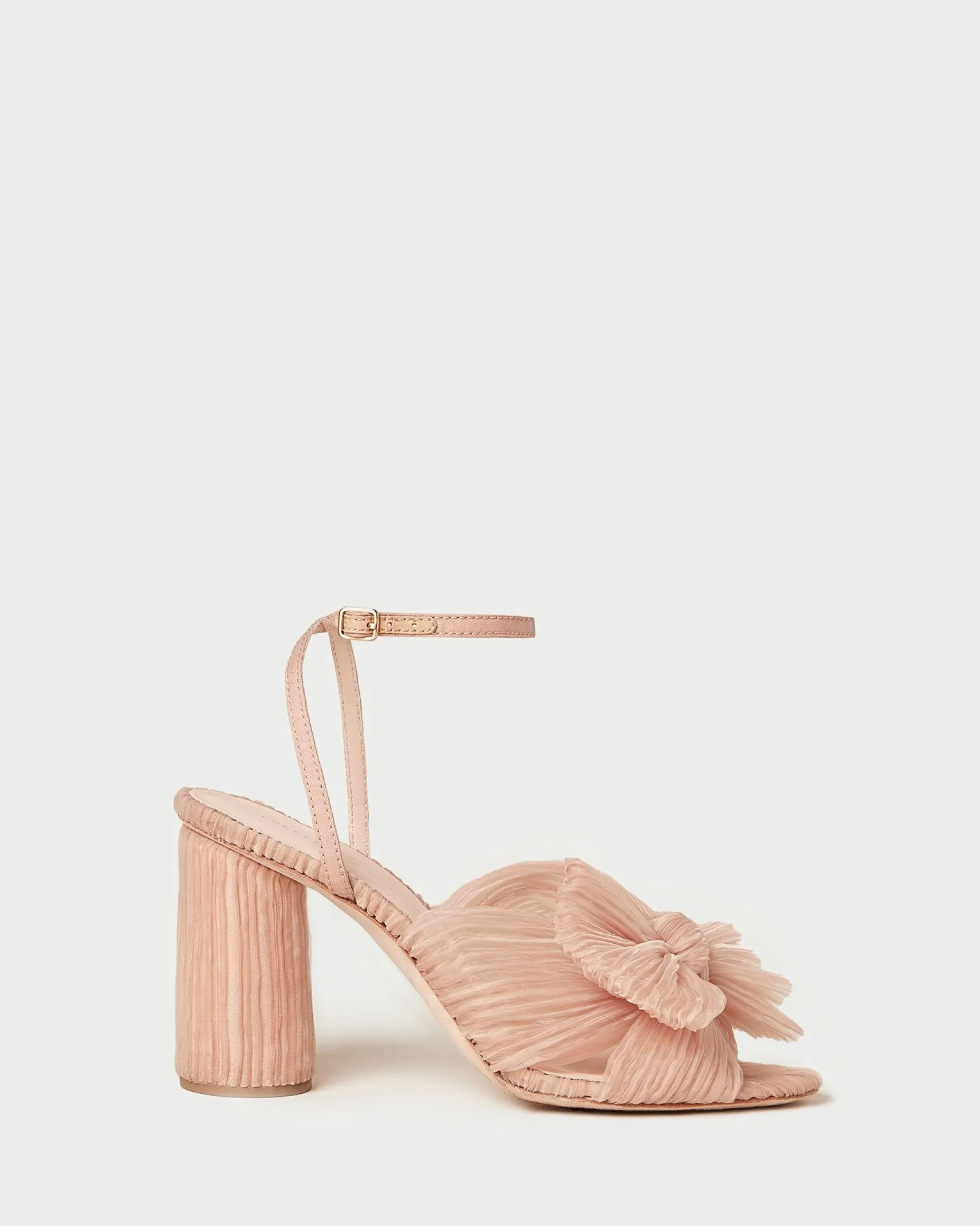 Camellia Platinum Pleated Bow Heel