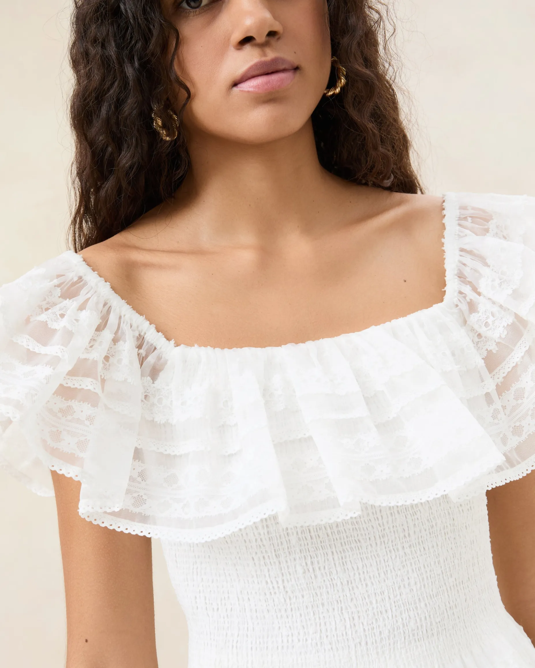 Layla Cream Ruffle Sleeveless Blouse