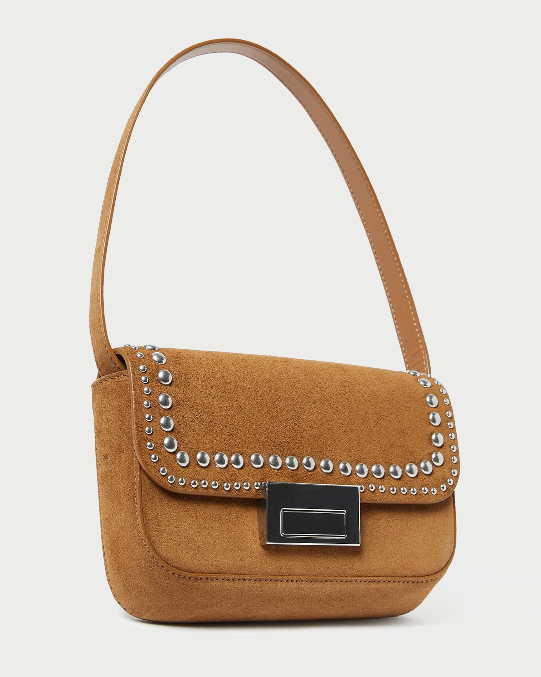 Stefania Cacao Studded Baguette Bag