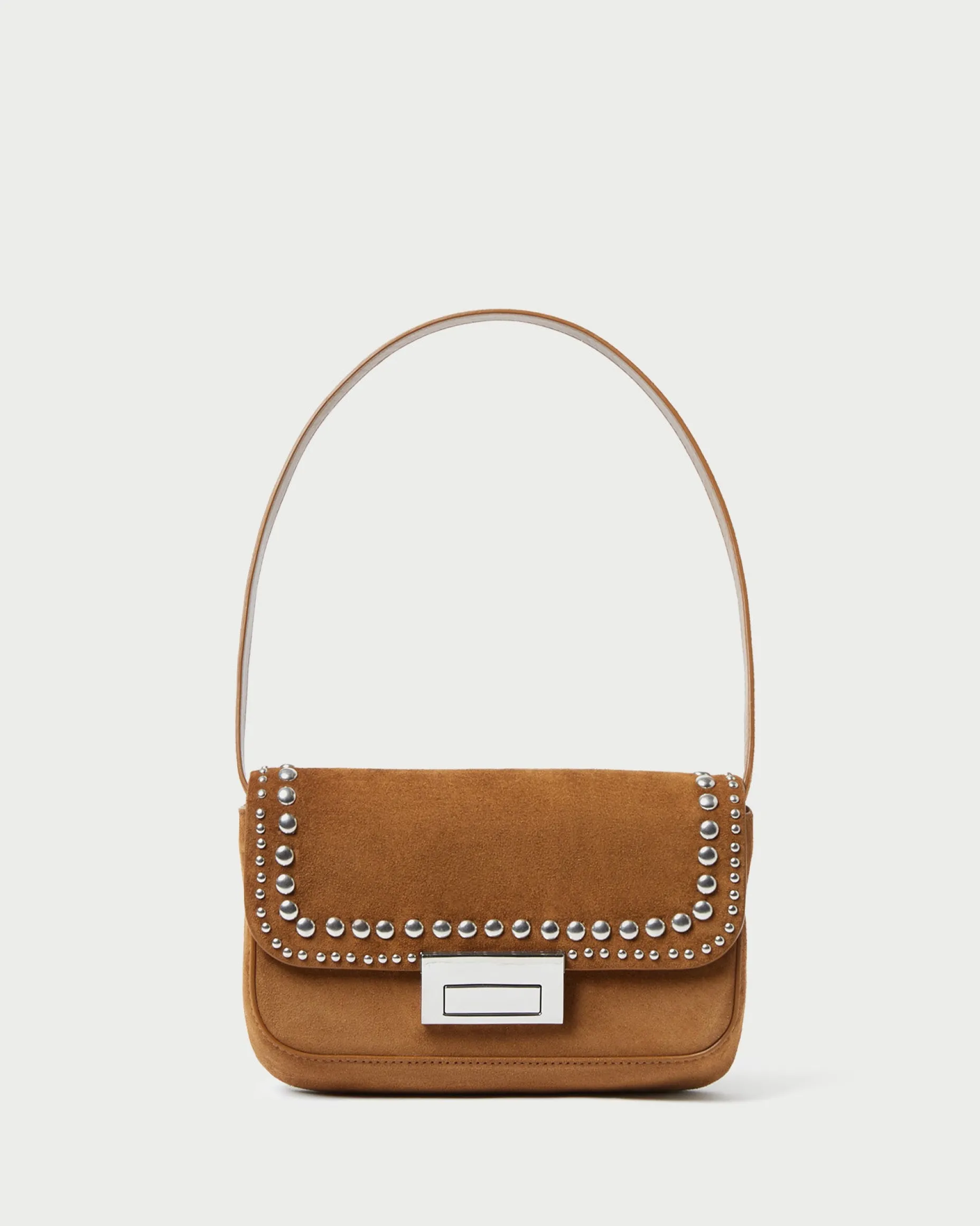 Stefania Cacao Studded Baguette Bag
