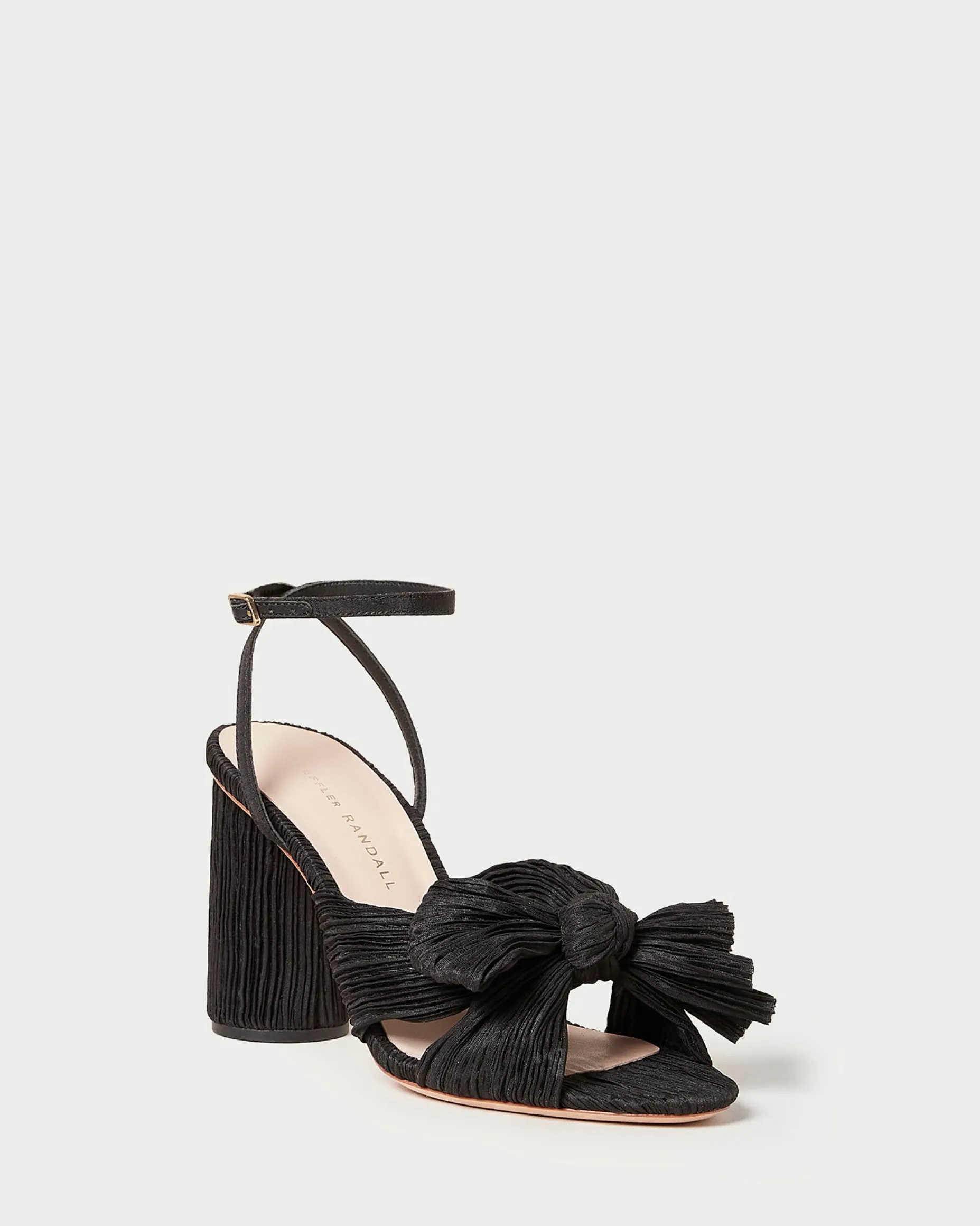 Camellia Black Pleated Bow Heel