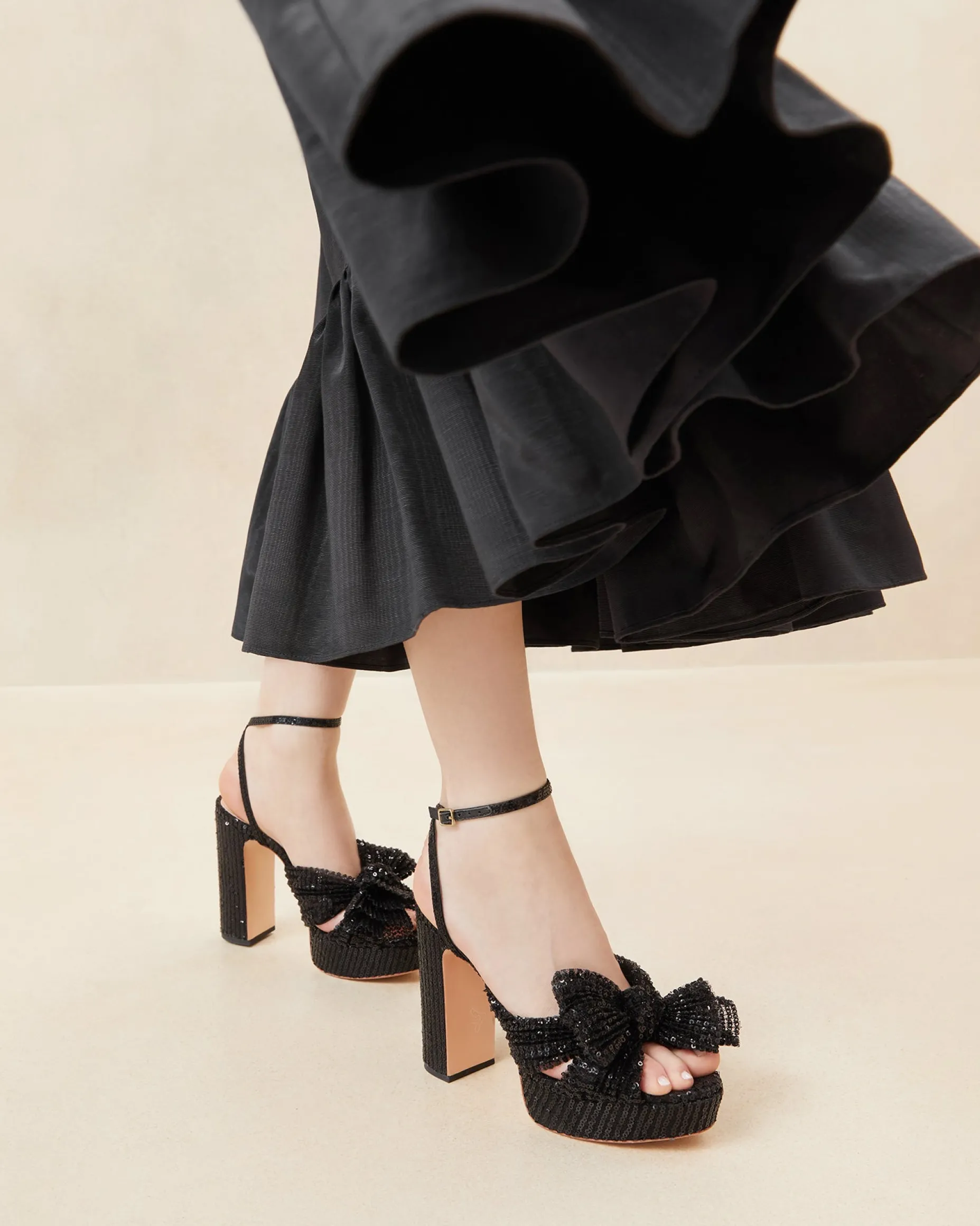 Natalia Black Platform Bow Heel