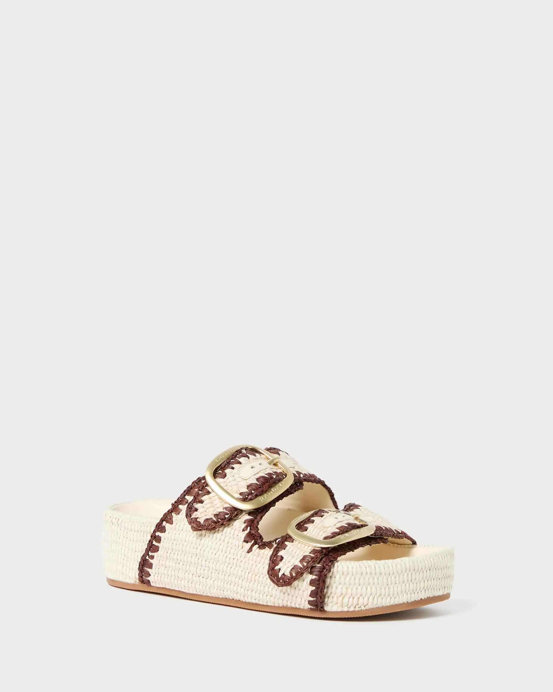 Theo Blue Raffia Footbed Sandal