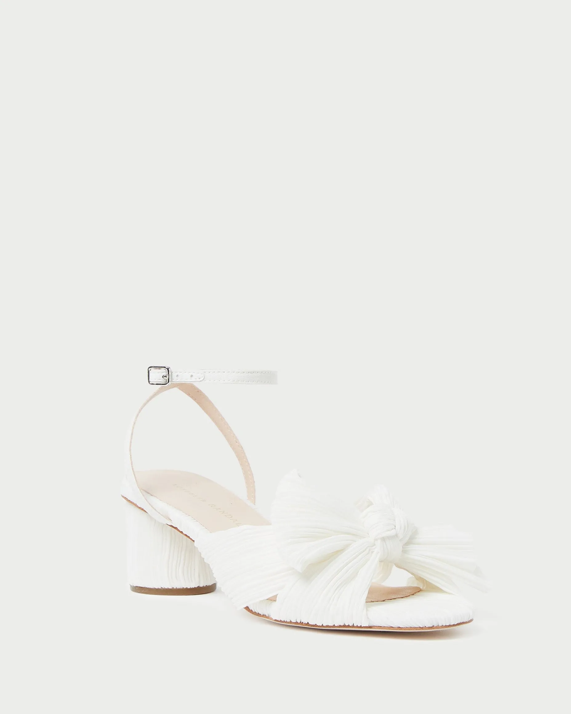 Dahlia White Pleated Bow Heel