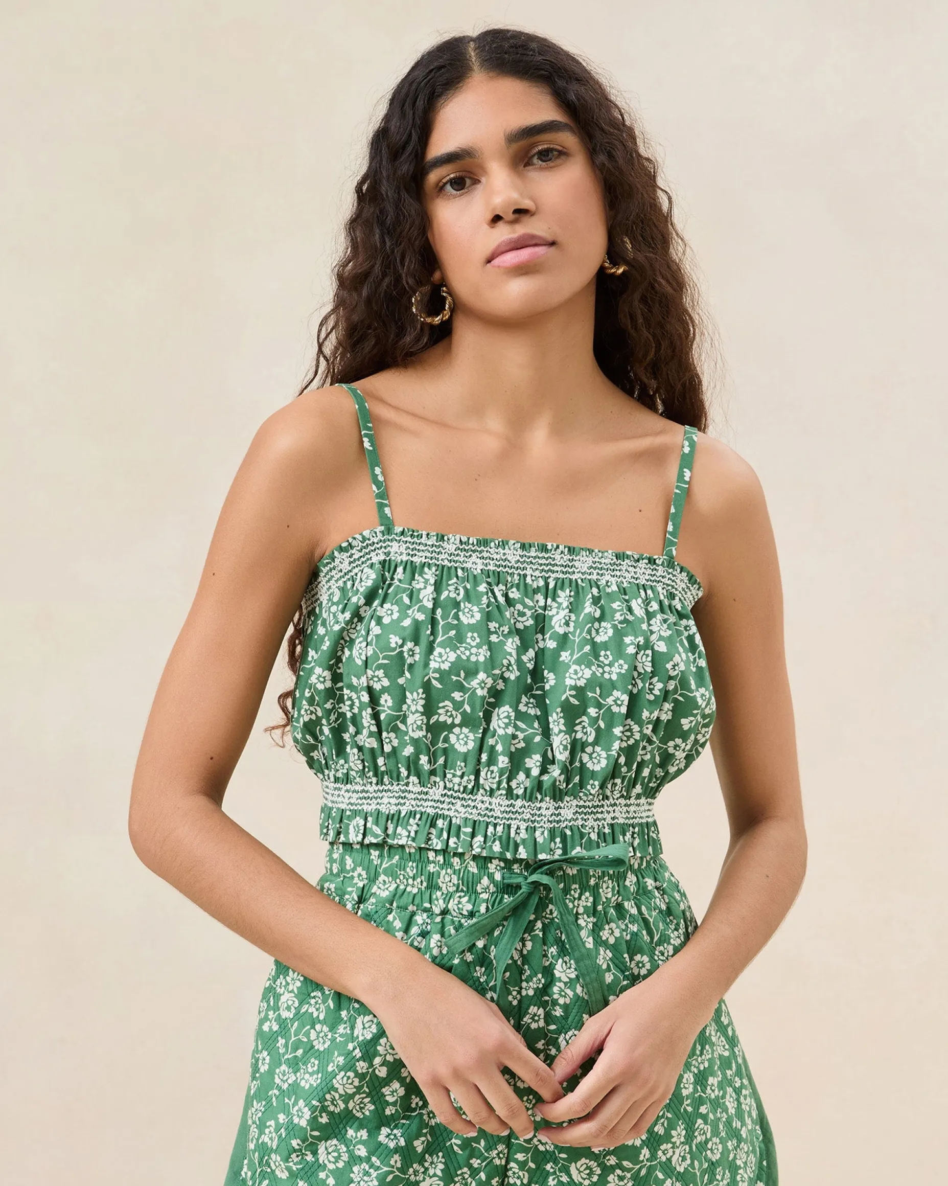 Maggie Green Floral Cinched Camisole